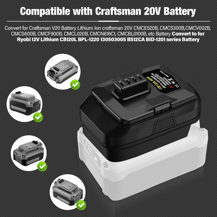 Craftsman 20V to Ryobi 12V Battery Adapter | Powuse
