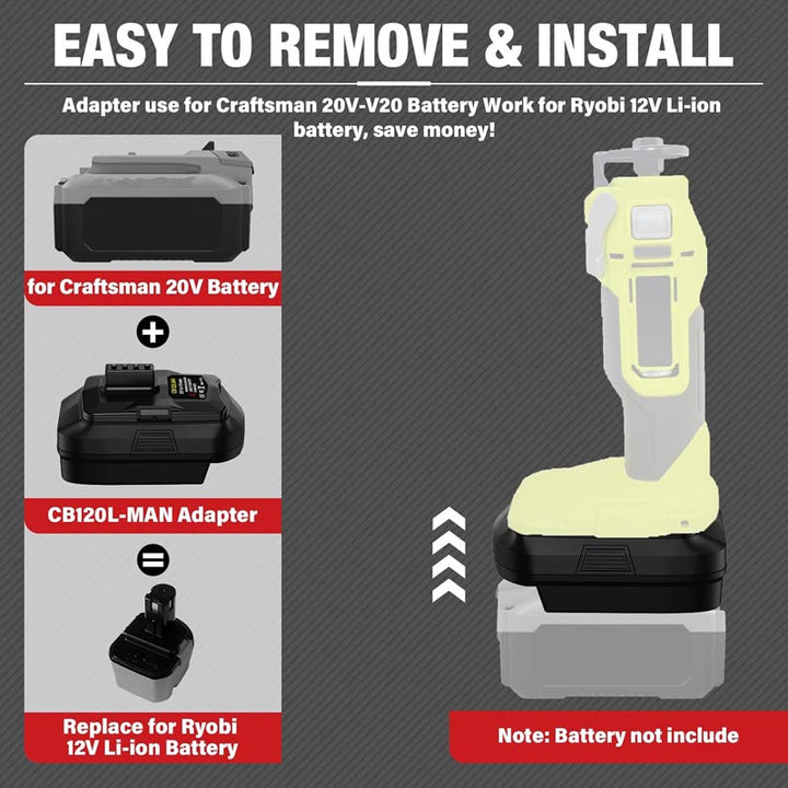 Craftsman 20V to Ryobi 12V Battery Adapter | Powuse