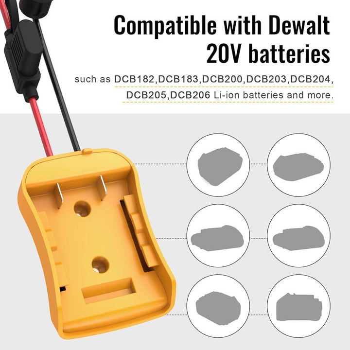 peg perego dewalt adapter DeWalt 20V Battery Power Wheel Adapter for Peg-Perego 12V Ride-on Toys with 12AWG Wire & Fuse