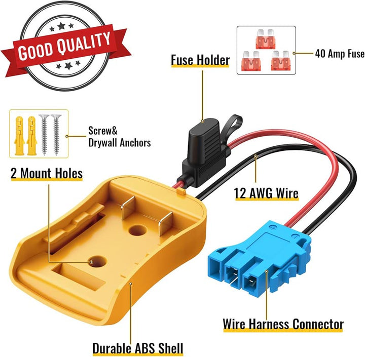 peg perego battery holder DeWalt 20V Battery Power Wheel Adapter for Peg-Perego 12V Ride-on Toys
