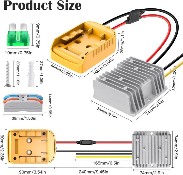 DeWalt 20V to 12V Step-Down Converter DC 12V 15A 180W | Powuse
