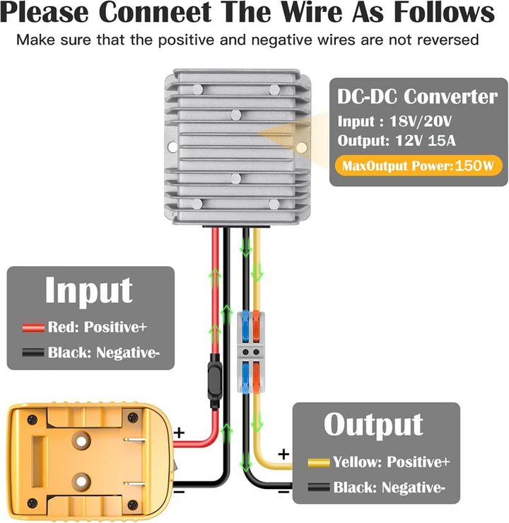 DeWalt 20V to 12V Step-Down Converter DC 12V 15A 180W | Powuse