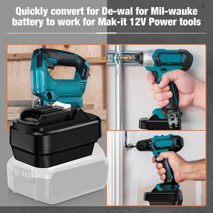 2-in-1 DeWalt 20V/Milwaukee M18 to Makita CXT 12V Battery Adapter | Powuse