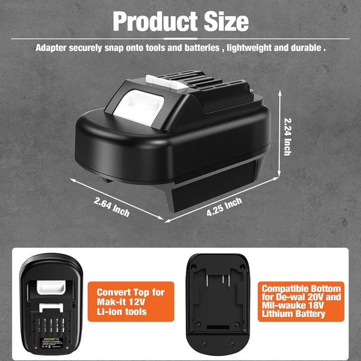 2-in-1 DeWalt 20V/Milwaukee M18 to Makita CXT 12V Battery Adapter | Powuse