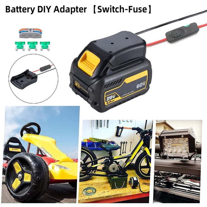 DeWalt 54V/60V Battery Power Wheels Adapter with Switch & Fuse | Powuse