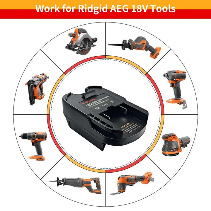 2-in-1 Milwaukee/DeWalt to RIDGID/AEG Battery Adapter | Powuse