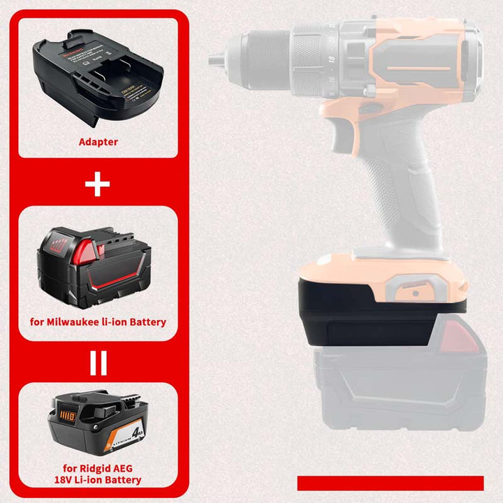 2-in-1 Milwaukee/DeWalt to RIDGID/AEG Battery Adapter | Powuse