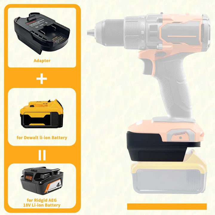 2-in-1 Milwaukee/DeWalt to RIDGID/AEG Battery Adapter | Powuse