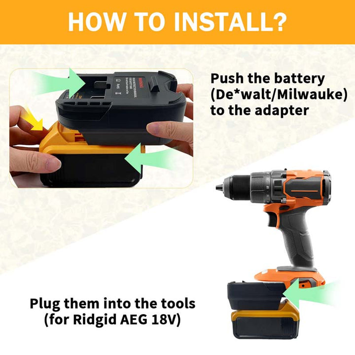 2-in-1 Milwaukee/DeWalt to RIDGID/AEG Battery Adapter | Powuse