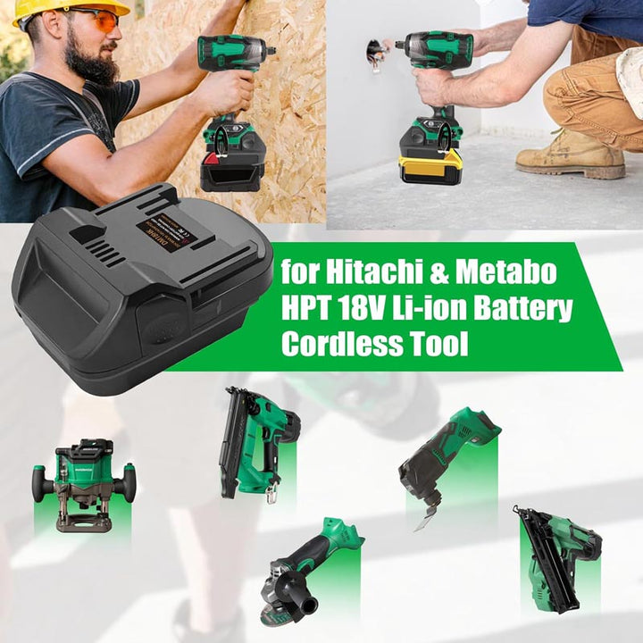 2-in-1 Milwaukee/DeWalt to Hitachi/Hikoki/Metabo HPT 18V Battery Adapter | Powuse