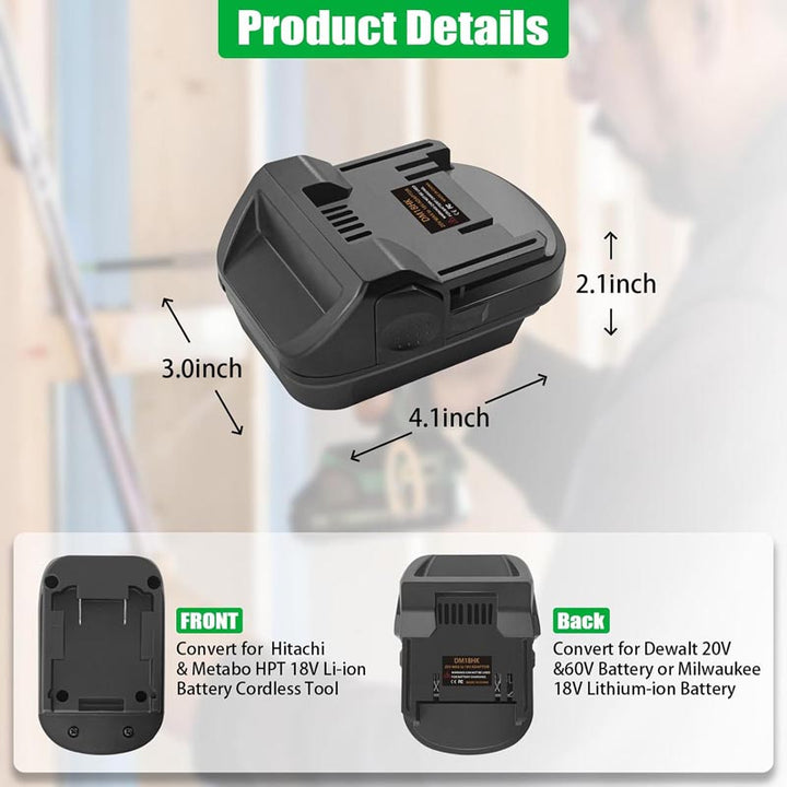 2-in-1 Milwaukee/DeWalt to Hitachi/Hikoki/Metabo HPT 18V Battery Adapter | Powuse
