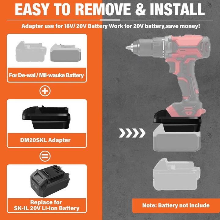 2-in-1 Milwaukee/DeWalt to SKIL Battery Adapter | Powuse