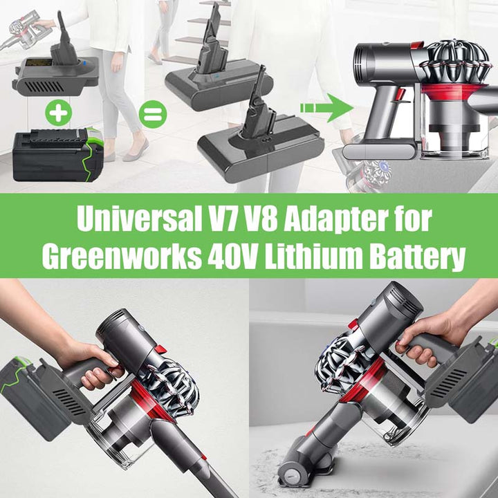 2-in-1 Greenworks 40V to Dyson V7/V8 Battery Adapter | Powuse