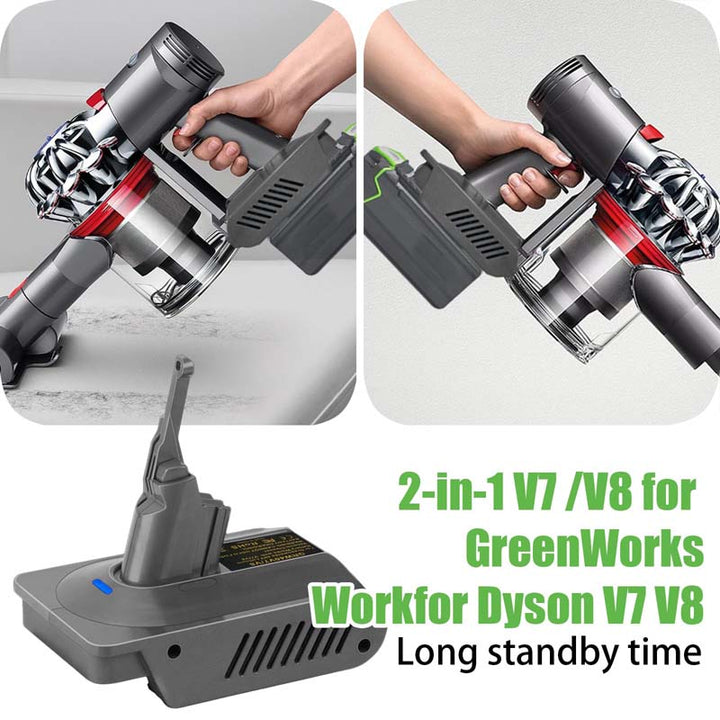 2-in-1 Greenworks 40V to Dyson V7/V8 Battery Adapter | Powuse