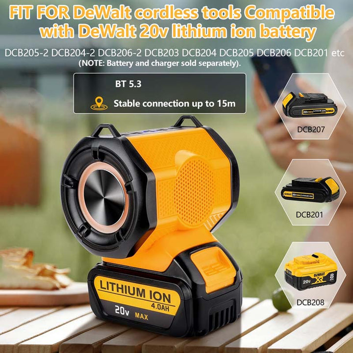 HIFI Portable Bluetooth Speaker Powerd by Dewalt XR 20V Battery | Powuse