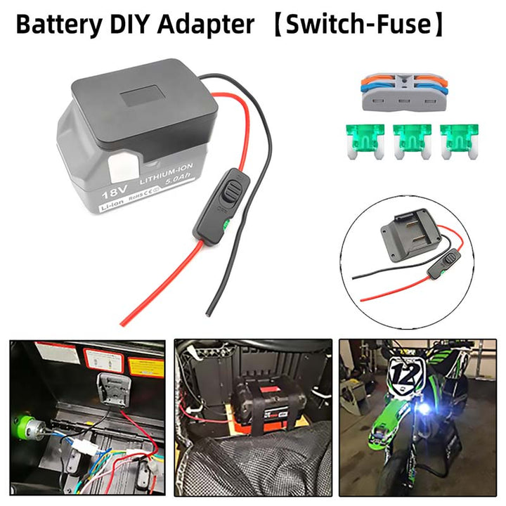 Hitachi/Hikoki/Metabo HPT 18V Battery Power Wheels Adapter with Switch | Powuse