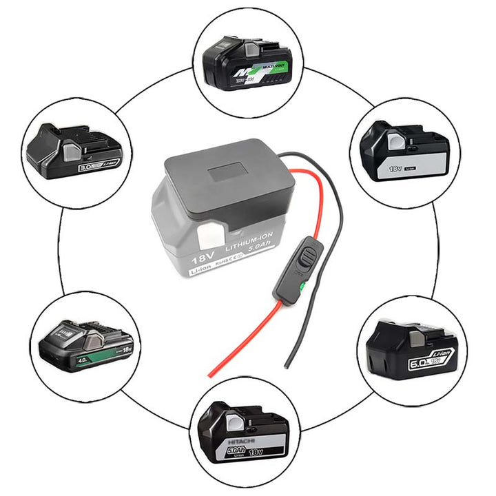 Hitachi/Hikoki/Metabo HPT 18V Battery Power Wheels Adapter with Switch | Powuse