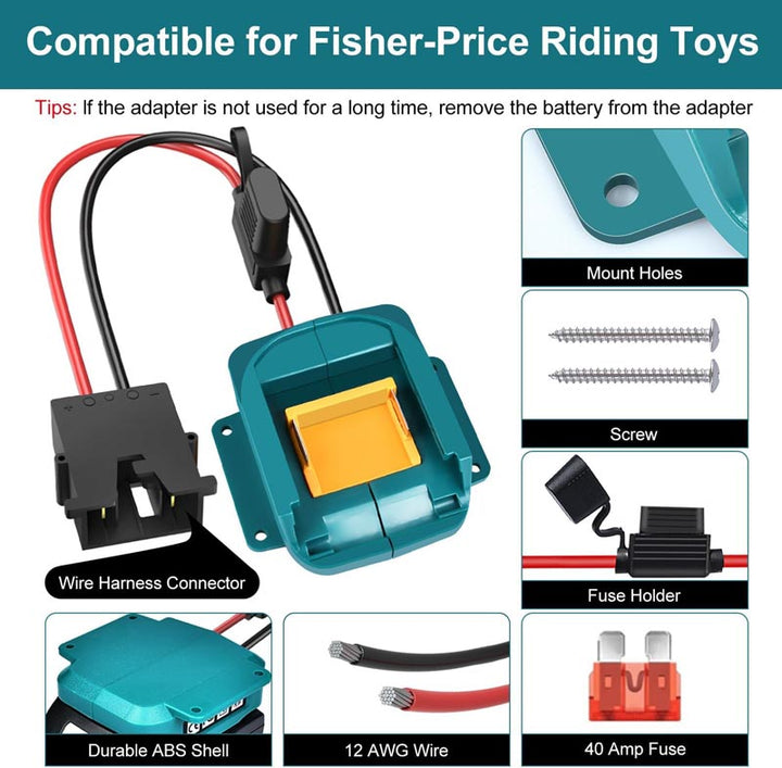 Makita 18V Battery Power Wheel Adapter for Fisher-Price 12V Ride-on Toys | Powuse