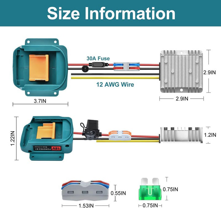 Makita 18V to 12V Step-Down Converter DC 12V 15A 180W | Powuse