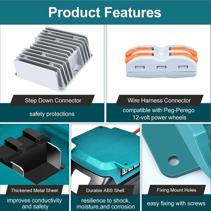 Makita 18V to 12V Step-Down Converter DC 12V 15A 180W | Powuse