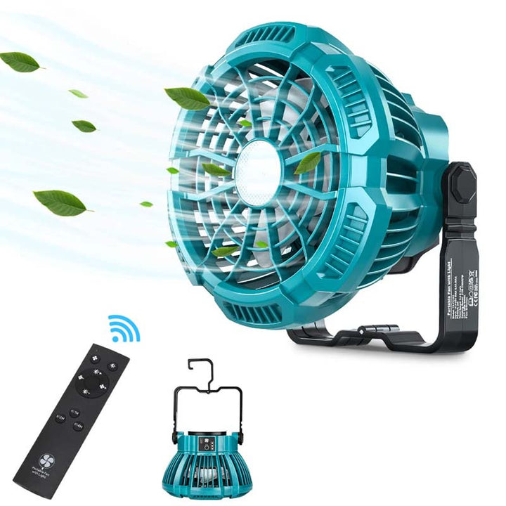 Powuse Makita LXT 18V Battery Powered Camping Ceiling Fan with LED Lantern