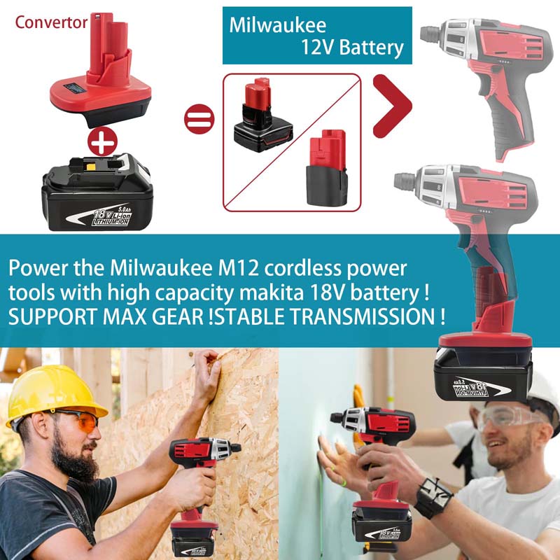 Battery Adapter for Makita LXT 18V Li-ion Battery Work on Milwaukee M12 12V  Cordless Power Tools