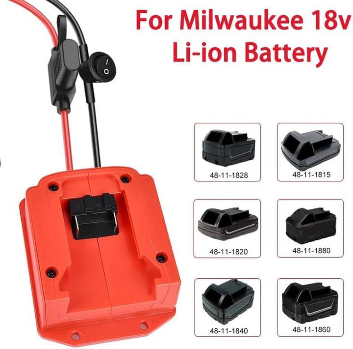 Milwaukee 18V Battery Car Jumper Cables Adapter | Powuse
