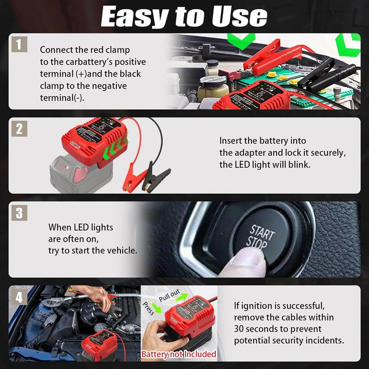 Milwaukee 18V Battery Jump Starter Adapter for 12V Cars | Powuse