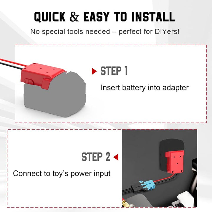 peg perego milwaukee battery upgrade Milwaukee 18V Battery Power Wheel Adapter for Peg-Perego 12V Ride-on Toys
