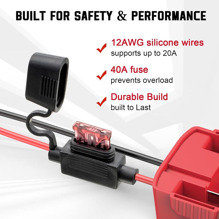 peg perego battery fuse Milwaukee 18V Battery Power Wheel Adapter for Peg-Perego 12V Ride-on Toys