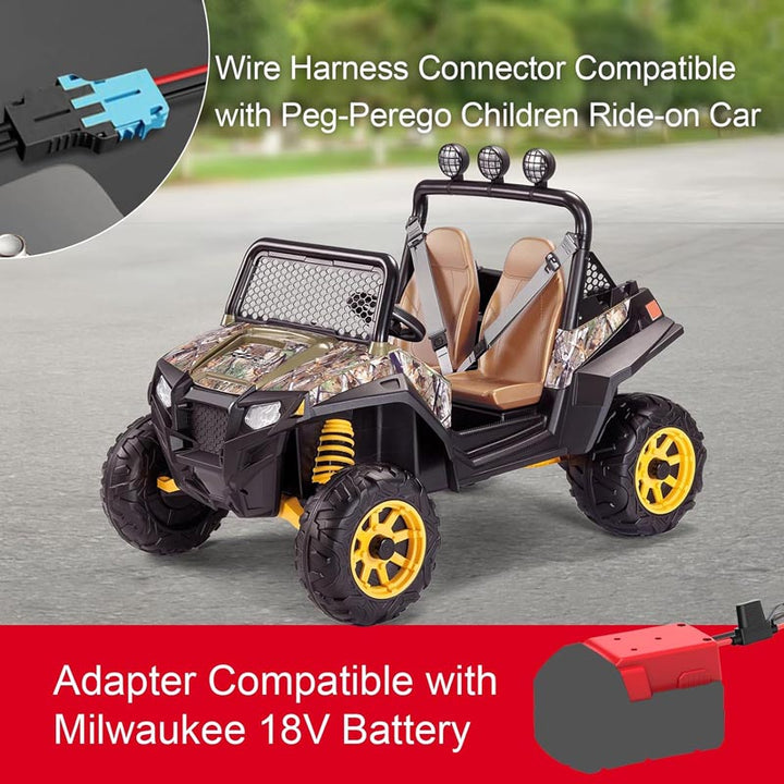 Milwaukee 18V Battery Power Wheel Adapter for Peg-Perego 12V Ride-on Toys | Powuse