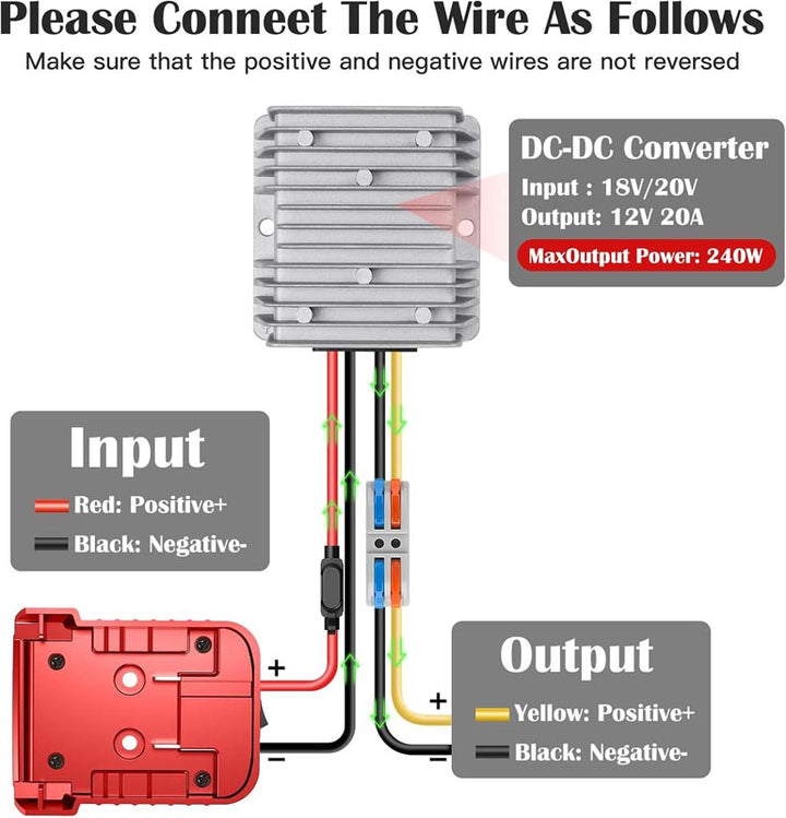 Milwaukee 18V to 12V Step-Down Converter DC 12V 15A 180W | Powuse