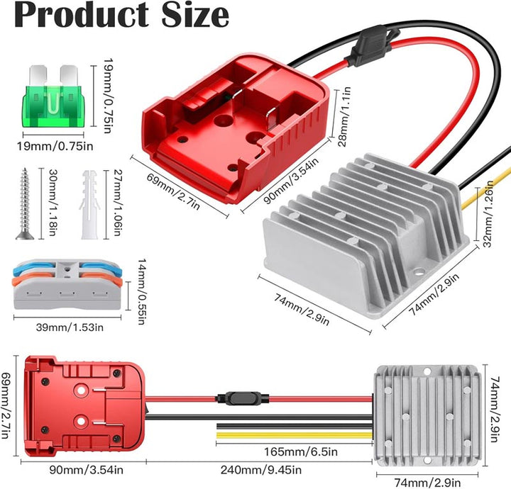 Milwaukee 18V to 12V Step-Down Converter DC 12V 15A 180W | Powuse
