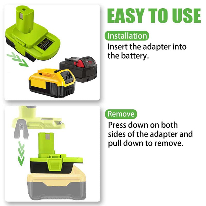 2-in-1 Milwaukee/DeWalt to Ryobi Battery Adapter | Powuse