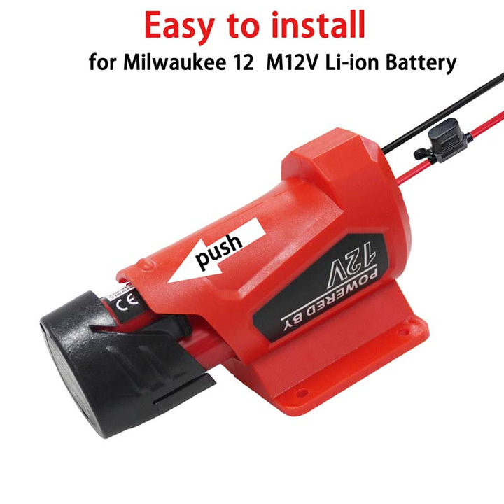 Milwaukee M12 Battery Power Wheels Adapter with Side Fixing Holes | Powuse