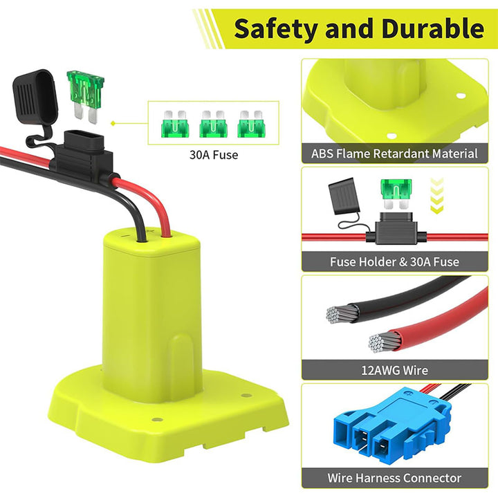 peg perego battery fuse Ryobi 18V Battery Power Wheel Adapter for Peg-Perego 12V Ride-on Toys
