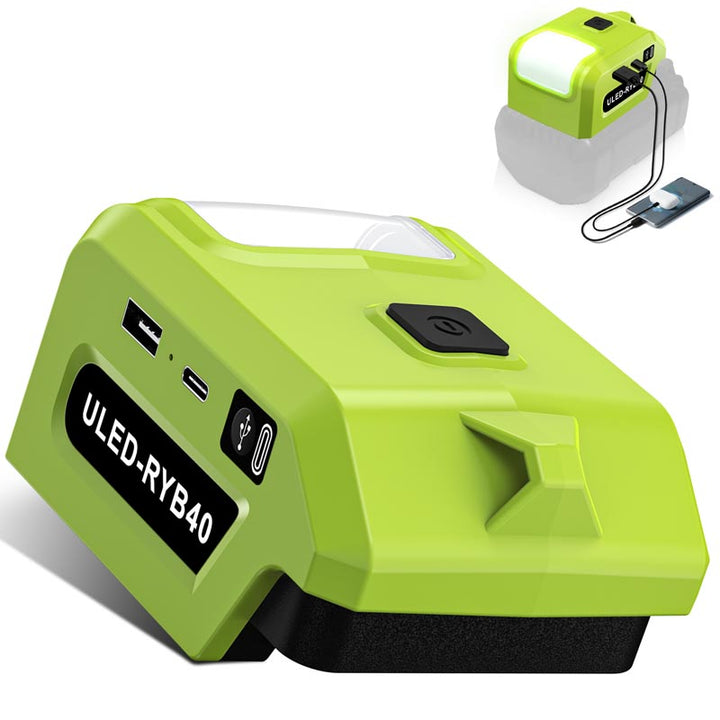 Ryobi 40V Battery Power Adapter with USB-C PD & LED Work Light | Powuse