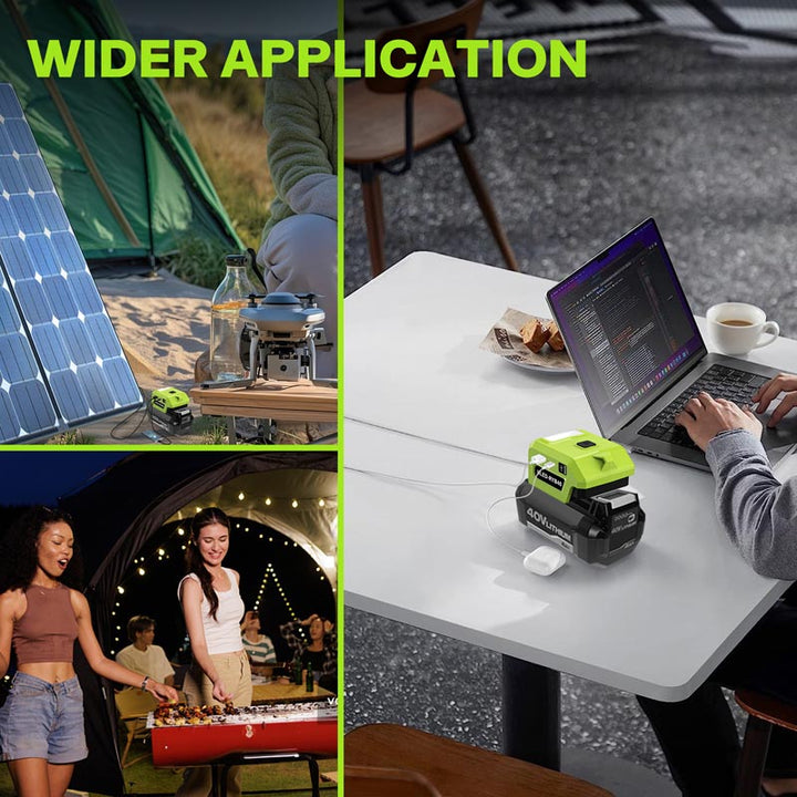 Ryobi 40V Battery Power Adapter with USB-C PD & LED Work Light | Powuse