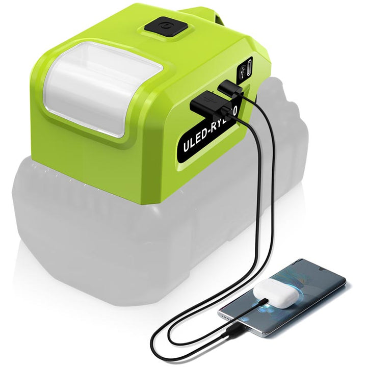 Ryobi 40V Battery Power Adapter with USB-C PD & LED Work Light | Powuse