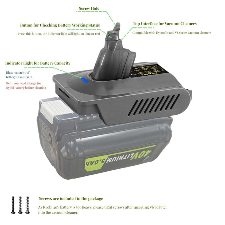 Ryobi 40V to Dyson V6 Battery Adapter | Powuse