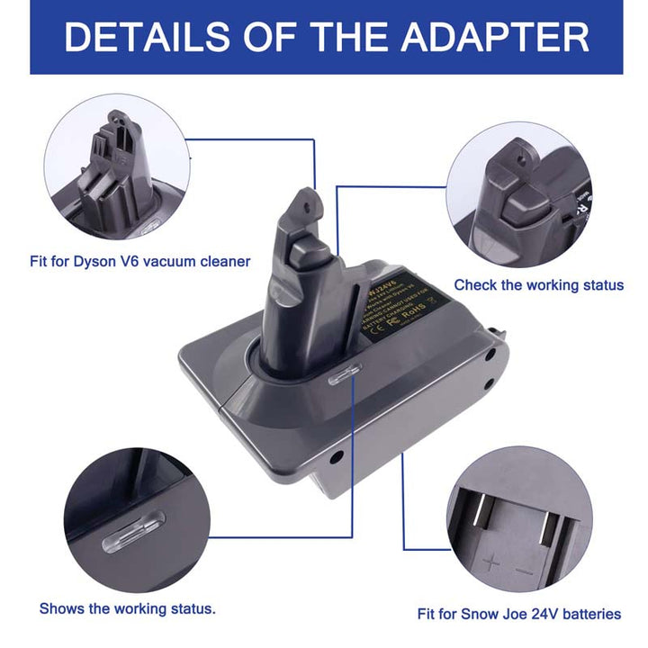 Snow Joe 24V to Dyson V6 Battery Adapter | Powuse