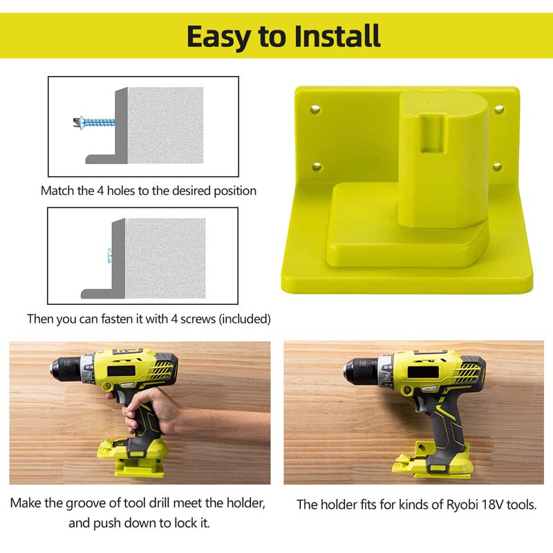 5-Pack Power Tool Holders for Ryobi 18V Drill Cordless Tools Storage Shelf  Rack Hanger Dock Mount