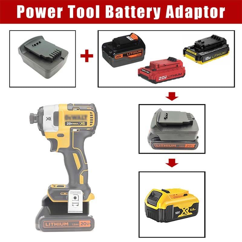 Battery Adapter for Black+Decker/Porter-Cable/Stanley 18V/20V Li-ion  Battery Work on Dewalt 20V Li-ion Cordless Power Tools