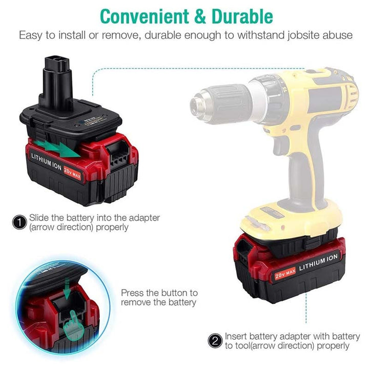 Black+Decker/Porter-Cable/Stanley 18V/20V to DeWalt 18V NiCad Battery Adapter | Powuse