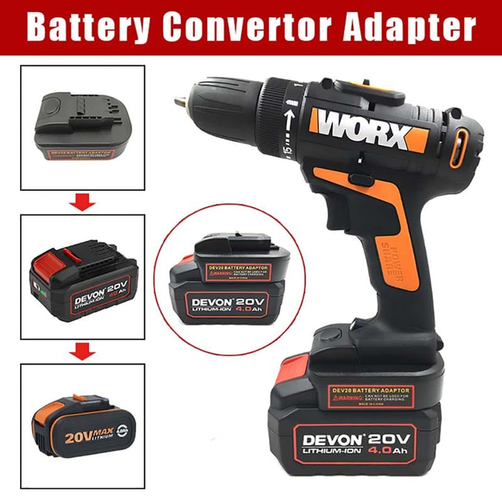 Devon 20V to Worx 4-PIN 20V Battery Adapter | Powuse