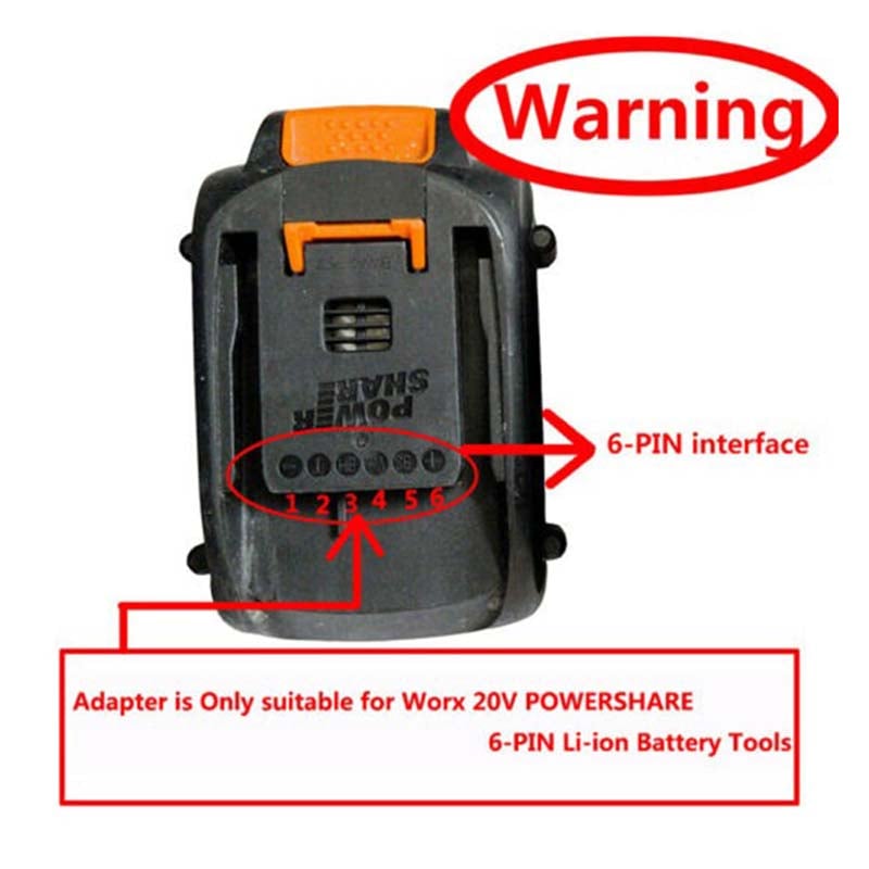 Dewalt to Worx 6 PIN Battery Adapter Powuse