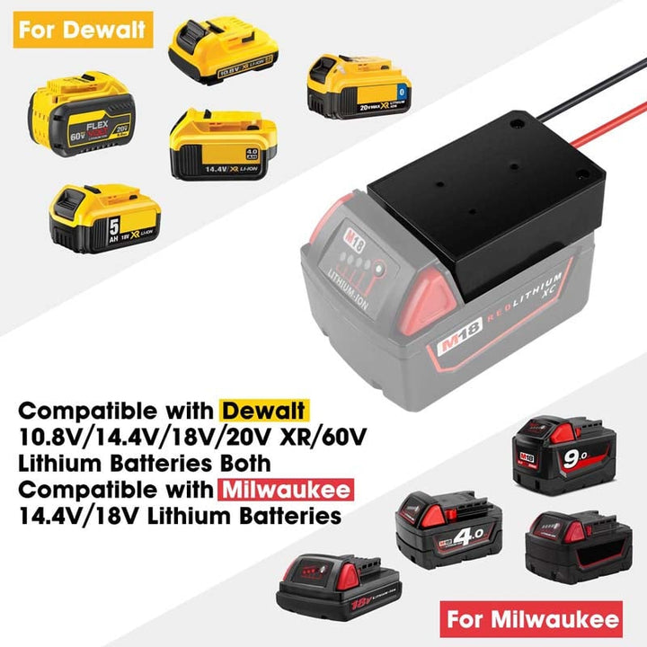 2-in-1 Dewalt/Milwaukee Battery Power Wheels Adapter with Switch | Powuse