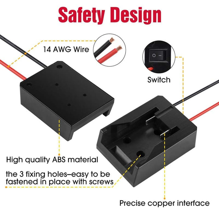 2-in-1 Dewalt/Milwaukee Battery Power Wheels Adapter with Switch | Powuse