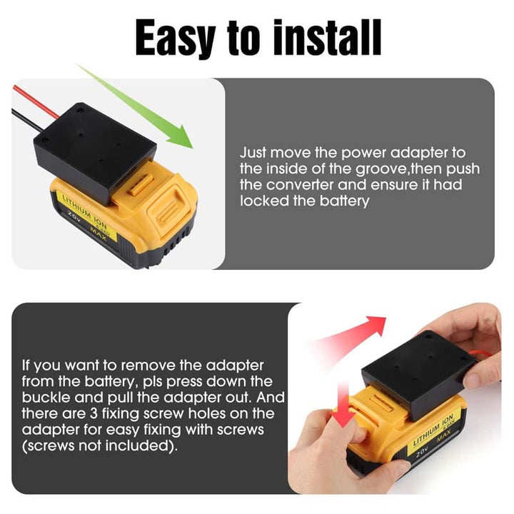 2-in-1 Dewalt/Milwaukee Battery Power Wheels Adapter with Switch | Powuse