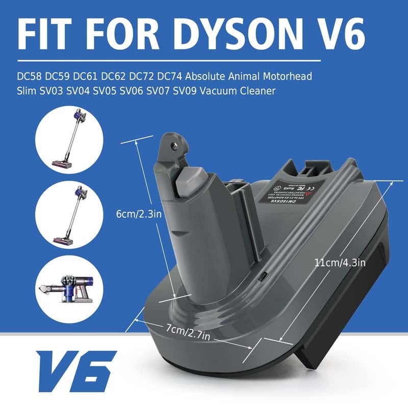 For Dyson V6 Battery Adapter For Dewalt 20V Battery DC59 DC61 DC62 SV04  SV09